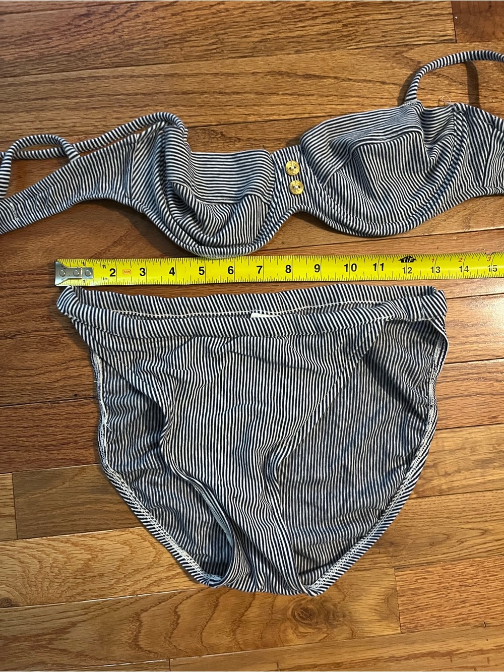 Jantzen French cut Navy and White Striped Bikini - vintage (90s)